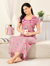 Women's Pure Cotton Blended Printed Maxi Dress for Daily & Night Wear Floral Nighty